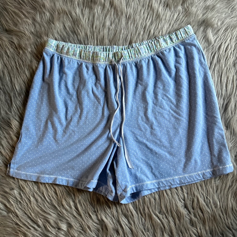 Croft&Barrow Pajama Shorts Womens‎ Size Large Blue Polka Dot Pajamas Pjs